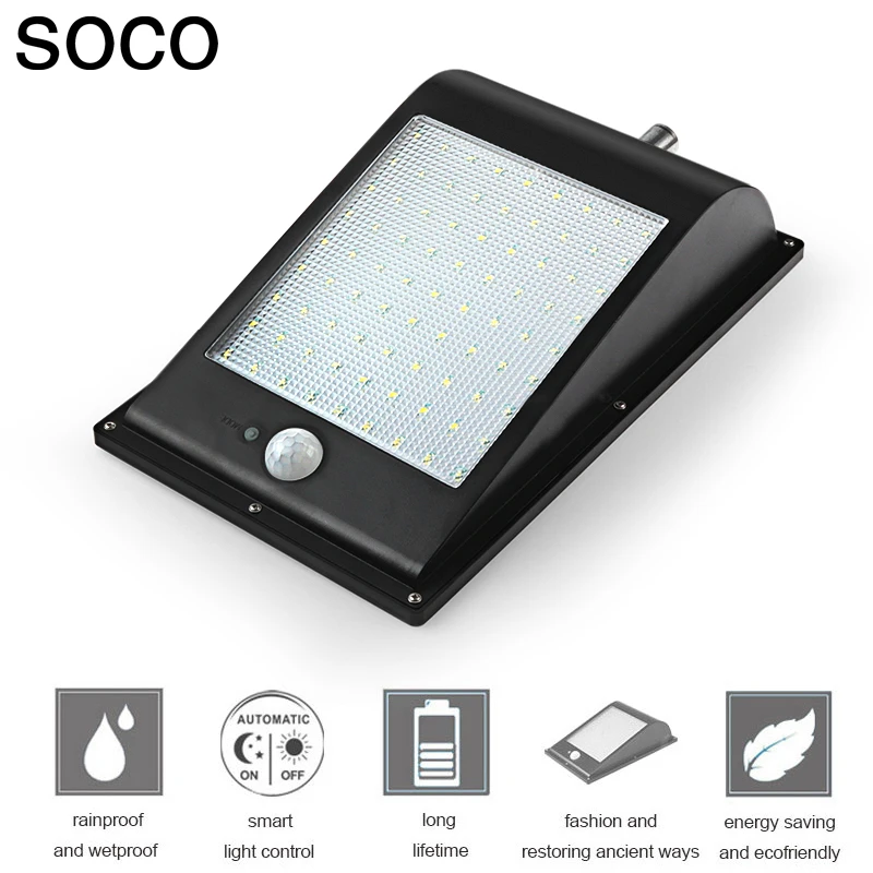 SOCO 81LED солнечные уличные фонари Водонепроницаемый ABS и Перезаряжаемые Панели солнечные открытый сад Двор Путь галерея декоративного