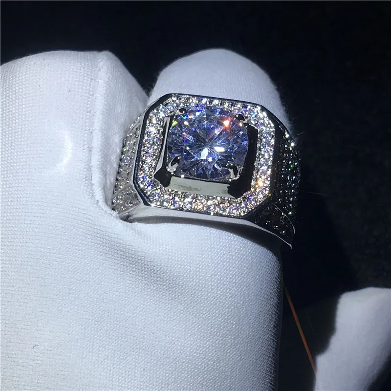 Choucong, роскошное мужское кольцо, большое, 3ct, прозрачное, 5A, циркон, cz, 925 пробы, серебро, обручальное кольцо, кольца для мужчин, хорошее ювелирное изделие
