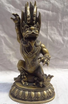 

JP S0114 9" Chinese Bronze Buddhism Protect Lung-Wang Tibet Dragon King Buddha Statue (B0328)