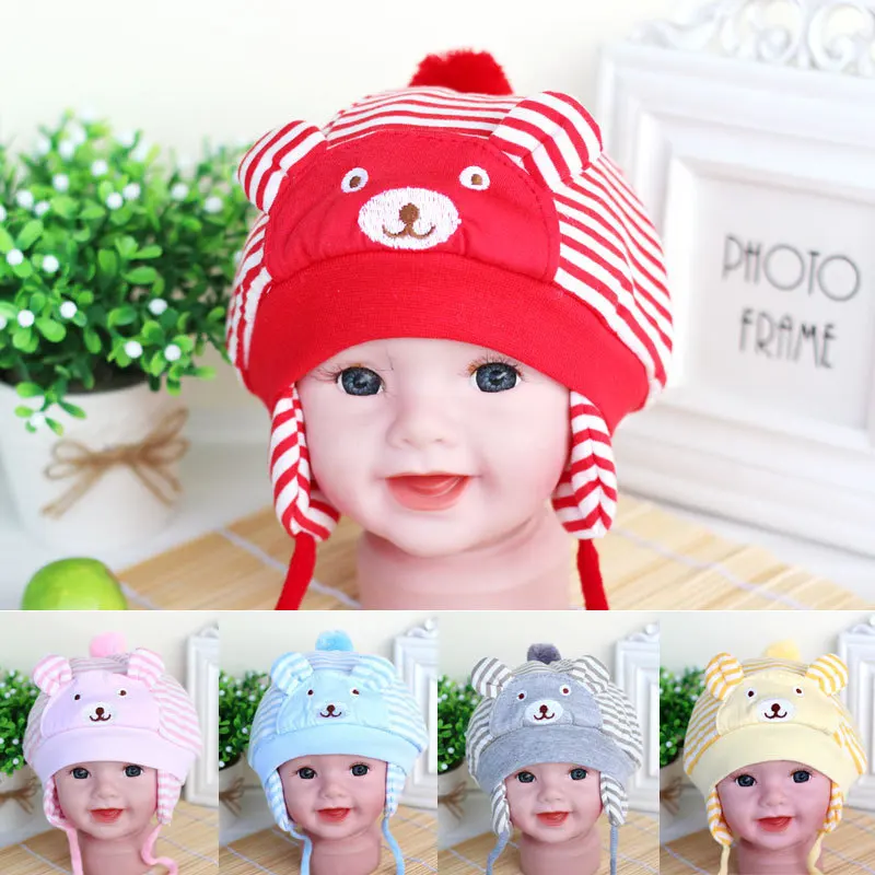 2016 Korean New Tire Striped Hat Newborn Baby Hat Double Quilted Baby