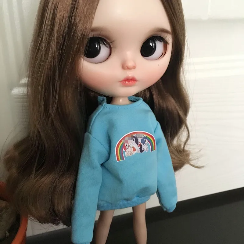 Одежда для кукол Blyth модная синяя Толстовка с длинным рукавом blyth barbies azone Pullip ob24
