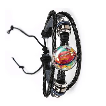 

2019 Soccer, basketball, baseball, 20mm bracelet, circular photo bracelet is the result of hand-made leather material.