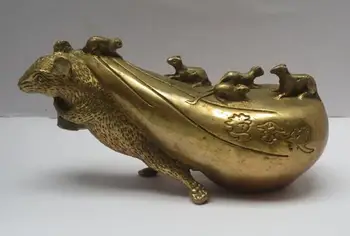 

WBY 714+++Metal crafts Home Decoration Chinese brass Carved More Wealth Mouse Statue/Scupture