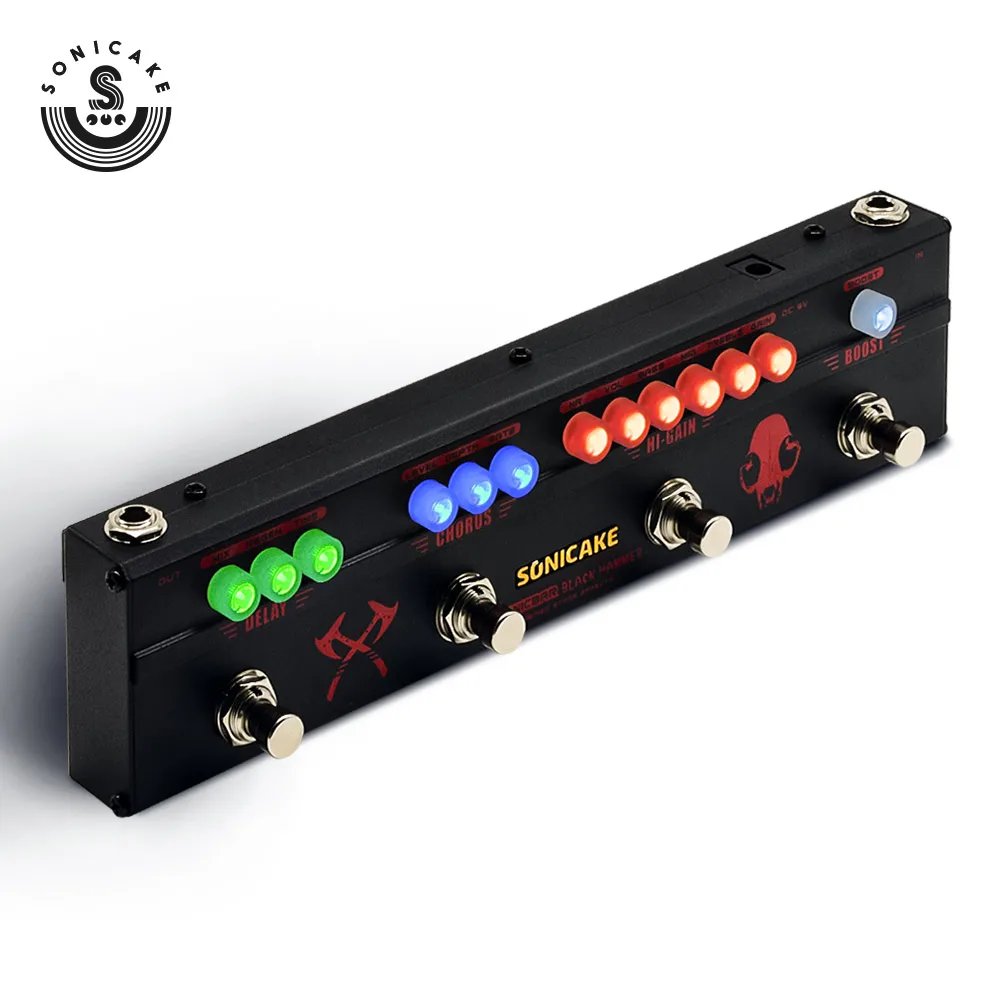 US $96.48 Sonicake Multi Guitar Effects Pedal 4 in 1 FX BLACK HAMMER Hi Gain Distortion Chorus and Delay Pedal QCE30