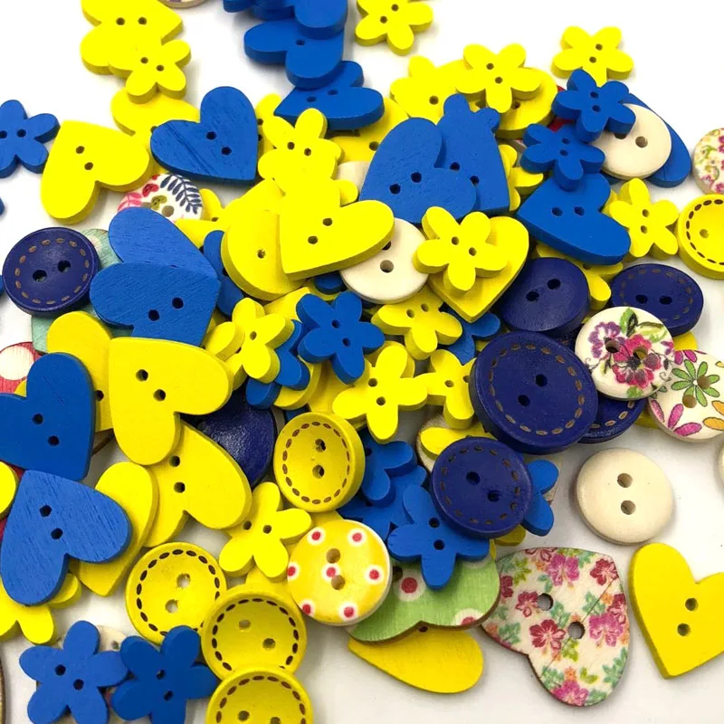 

10/50/100pcs Mixed 2 Holes Flowers Buttons Wooden Sewing Scrapbooking decoration W485