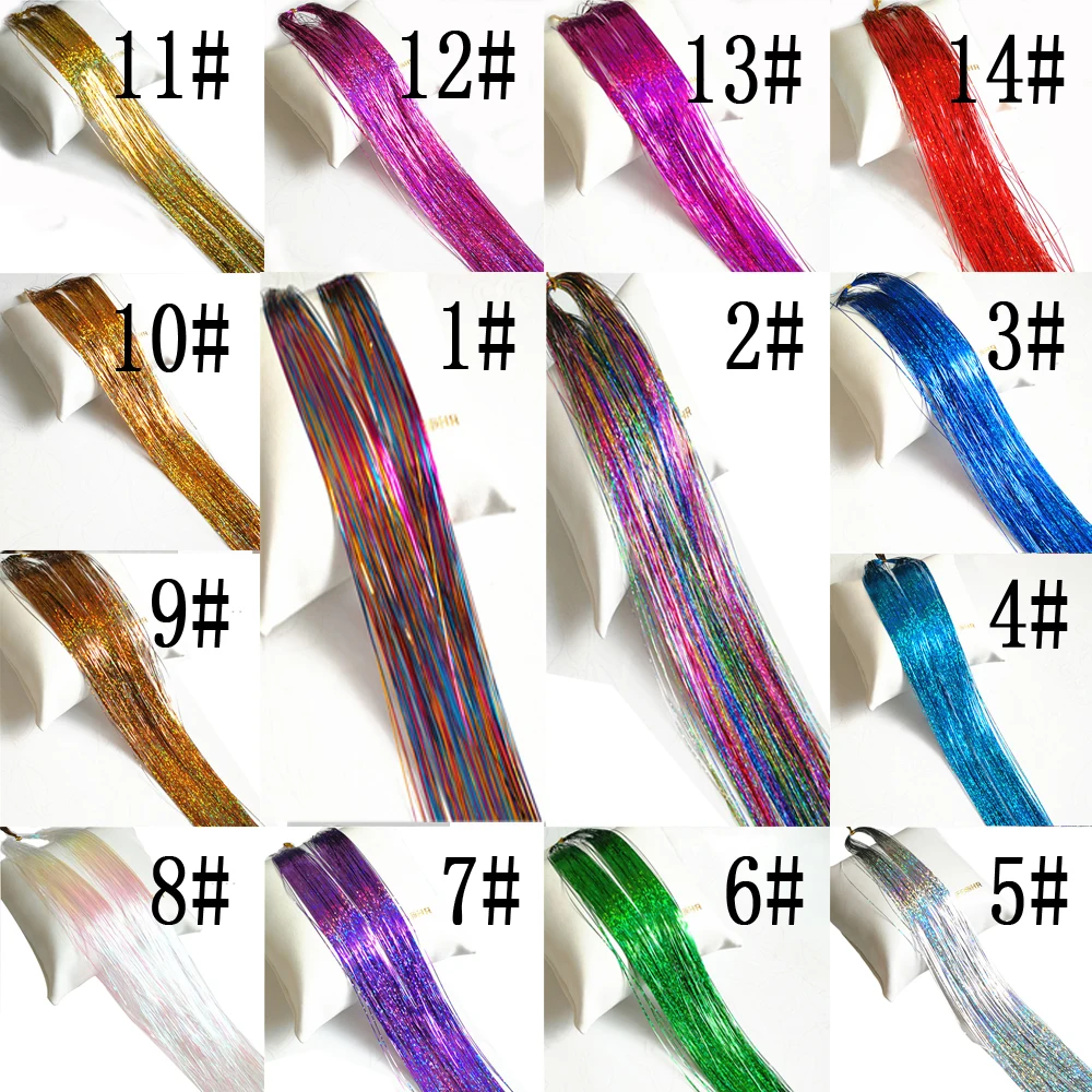150Strands/pcs Holographic Sparkle Hair Tinsel Strands Glitter Extensions Highlight Party Bling 37inch Long 50pcs/lot 150Strands/pcs Holographic Sparkle Hair Tinsel Strands Glitter Extensions Highlight Party Bling 37inch Long 50pcs/lot