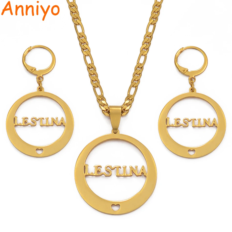 Комплект из цепочки и серег-подвесок Anniyo Name LESTINA модные ювелирные украшения