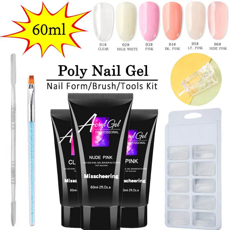 

5pc/set Poly Gel Set Quick Building 60ml Professional Crystal Jelly Hard Poligel Acrylic Soak Off Nail Extension Manicure kits