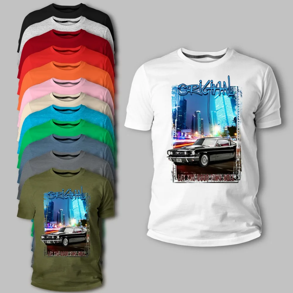 

Mustang Fastback 1966 Schwarz V6 V8 Auto 2019 Men'S Fashion Short Sleeved Camisetas Slim Fit Tops & Tees Slim T-Shirts