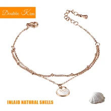 Китайский замок мира браслет из титановой стали материал инкрустированные естественные ракушки розовое золото цвет TrendyFashion женские ювелирные изделия