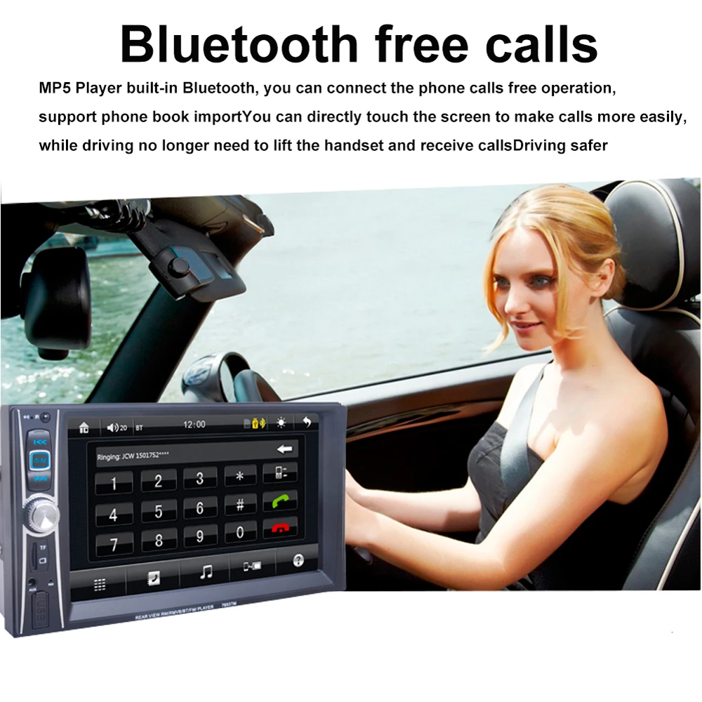

Digital 12V Car Audio Stereo MP5 Player FM Radio HD Touch Screen with USB Bluetooth Support Phone/Tablet Connected GPS