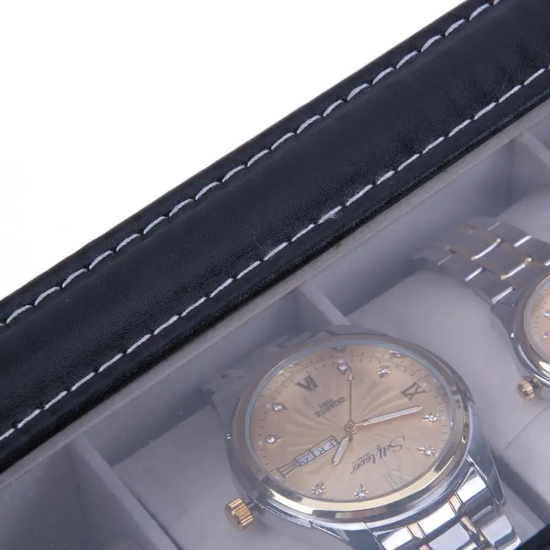 6 сетки вставки Слоты ювелирные изделия Дисплей Чехол для хранения искусственная кожа часы коробка Органайзер держатель для мужчин