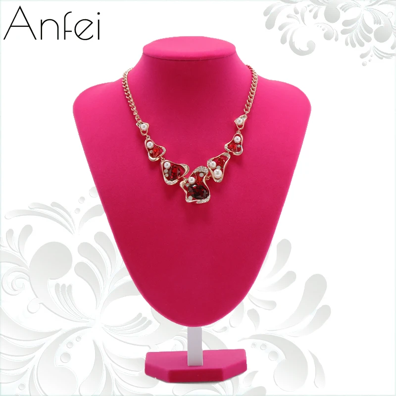 Hot pink Neck Form Presention Jewelry Display Bust Model Rack Pendant Holder Necklace Stand T04