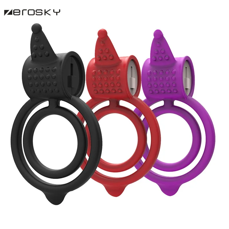 Zerosky Silicon Vibrating Cock Ringpenis Ring Vibratorcockringsex 