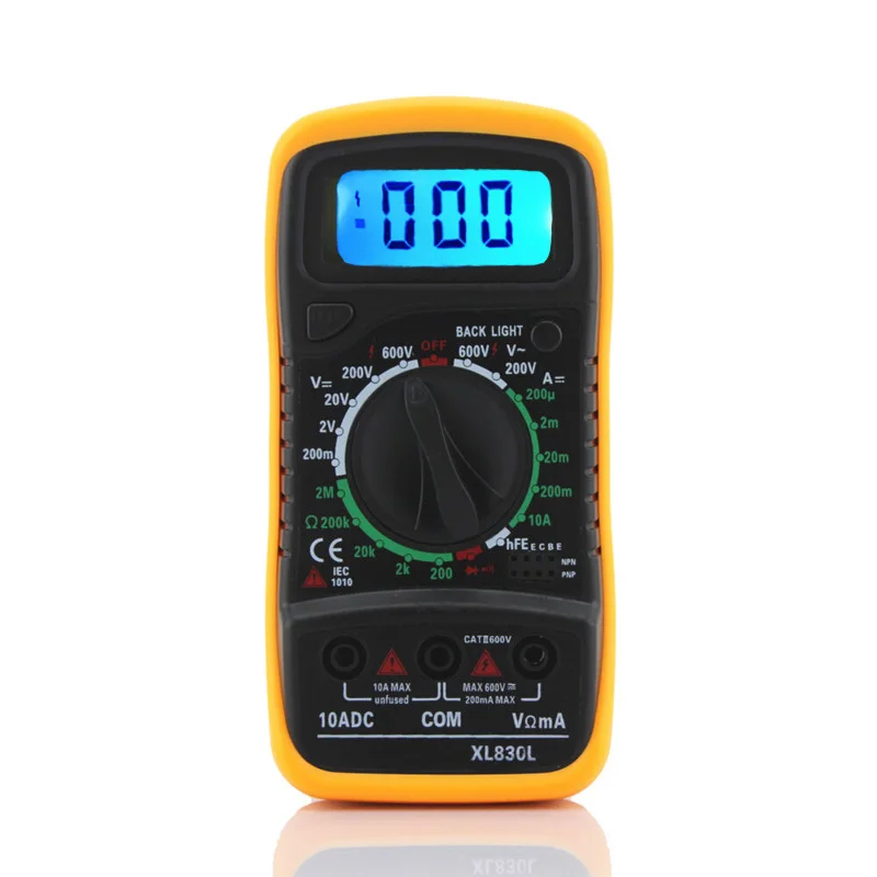 

XL830L Digital Multimeter Mini LCD Digital Multimeter Backlight AC/DC Voltmeter Ammeter Ohm Meter with Portable Tester Probe