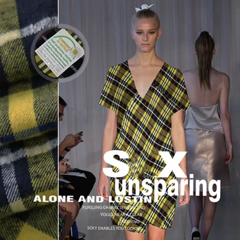 

Italy's imports of high-grade cotton yellow plaid skirt dress clothing DIY lattice sanding tailor shirt fabric