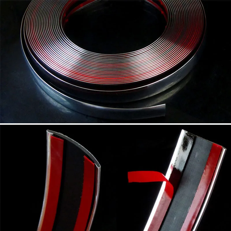 15m x 15mm Chrome Styling Car Moulding Trim Strip Tape DIY Decoration Plastic Car Door Edge