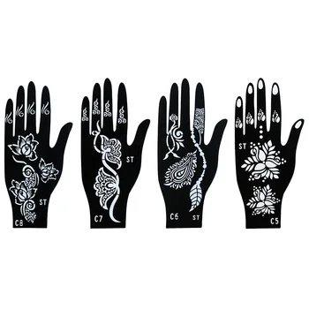 

India Nepal Henna Tattoo Palm Template Flower Lace Finger Deck Mould Flash Spray Gun Female Hand Paint Mehndi Tattoo Template