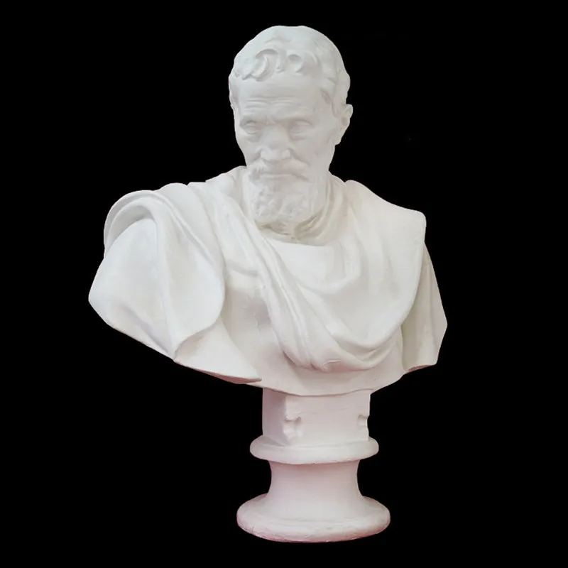 

85cm Gypsum Michelangelo Buonarroti Bust Renaissance Statue Gypsum Powder Craftwork Home Decorations L2315