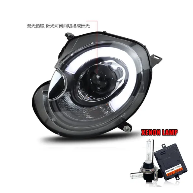 2PCS Car Style LED headlights for BMW mini R56 2007 2013 for mini R56 head lamp LED Lens Double