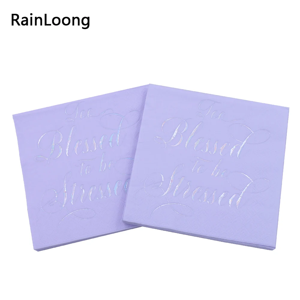 

[RainLoong] 3-Plys Foil Gold Beverage Paper Napkin Blessed For Party Decoration Supply Tissue Serviettes 25*25cm