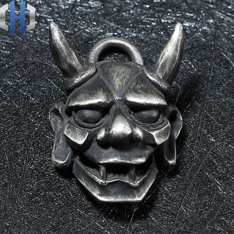 

Original Handmade 925 Silver Brass Japanese Style And Wind-like Ghost Mask Locomotive Texture Pendant Necklace
