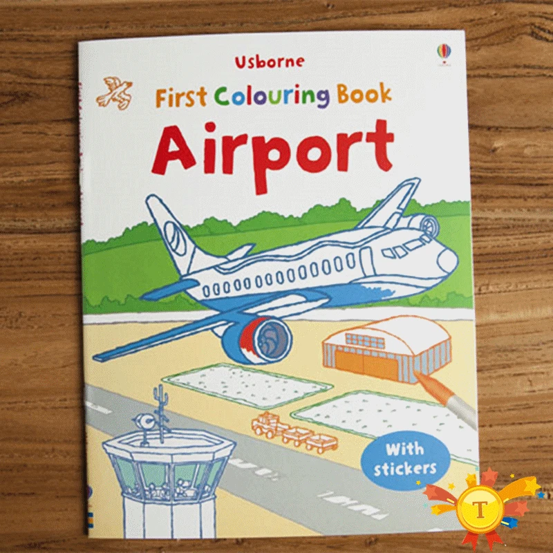 Милые наклейки книги сцена Рисунок мультфильм стикеры для книг детские английские раскраски картинки книги с наклейками подарки на день рождения - Цвет: Airport