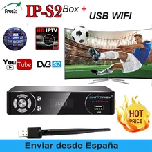 SATXTREM IPS2 Satellite TV Receiver HD Receptor + Europe cline for 1 year spain support IPTV Decoder TV BOX + USB WIFI