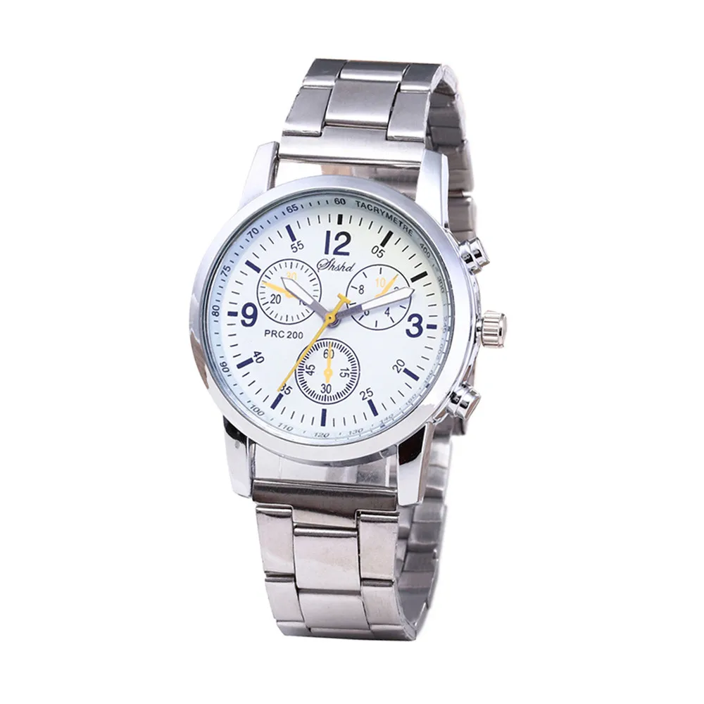 Men Watches Stainless Steel Wrist Date Analog Quartz Watch Mens Brand Waterproof Clock Sport Wristwatches - Цвет: White