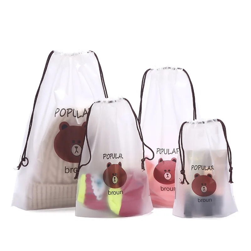 

Travel Accessories Drawstring Transparent Packing Organizers Cute Brown Bear Cosmetic Bag Bath Storage Pouch toiletry Bag