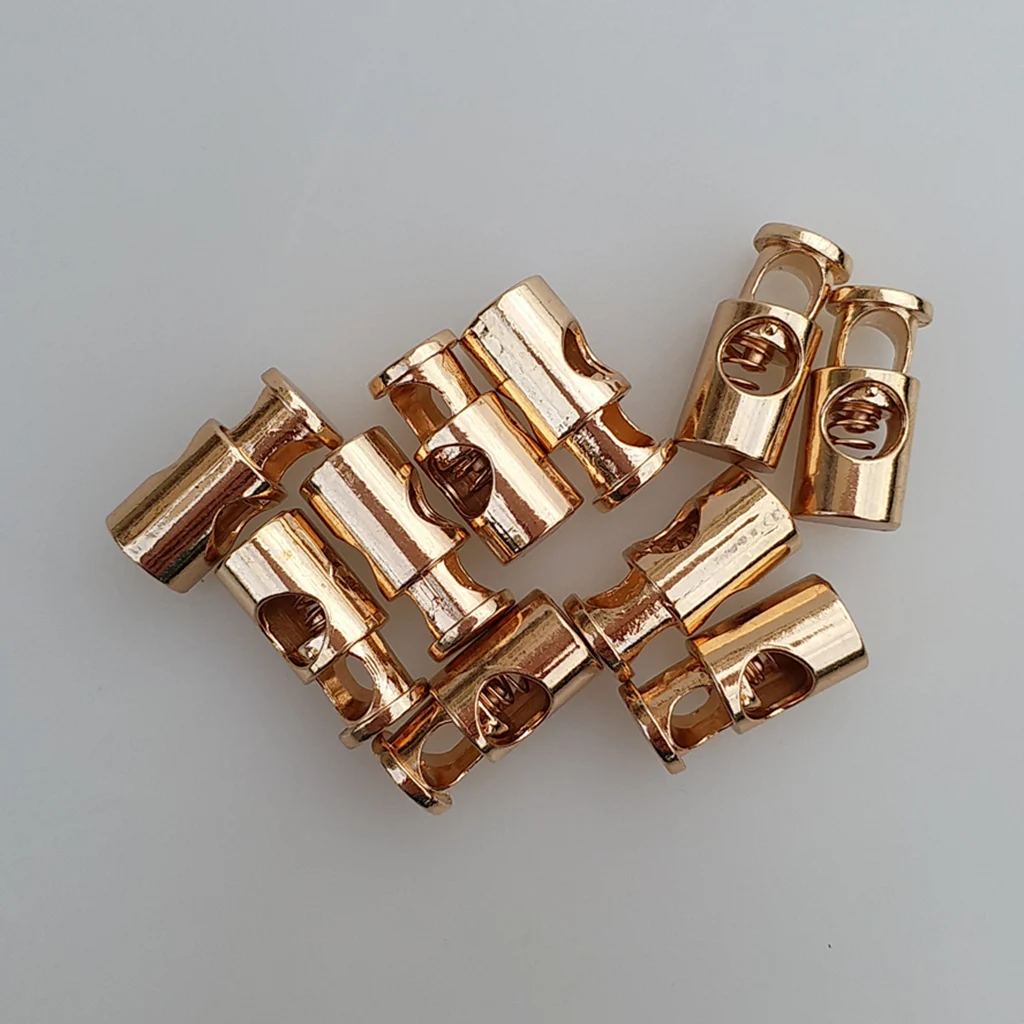 MagiDeal Pack of 10 Metal Toggle Spring Stop Single Hole String Cord Locks End Stopper Golden Sewing Accessories 