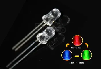 

100pcs/lots 5MM Fast Flashing /Slow Flashing LED Diode Flash RGB Color Changing Blinking Transparent /Diffused