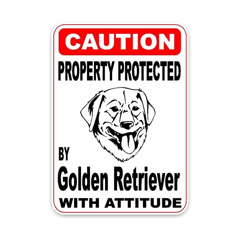 

15*11.4CM Property Protected By Golden Retriever Dog Sketch Car Bumper Window Decoration Car Sticker C1-4716