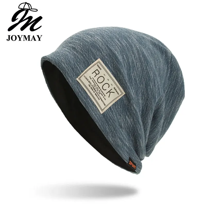 

Joymay Winter Autumn Beanies Hat Unisex ROCK label Warm Soft Knitting Cap Hats Touca Gorro Caps For Men Women WM083
