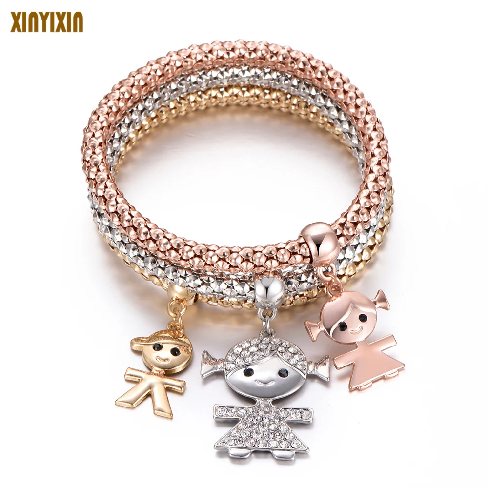 Boy and Girls Crystal Charms Bracelet For Women Elastic Popcorn Chain Bracelet Gift For Family