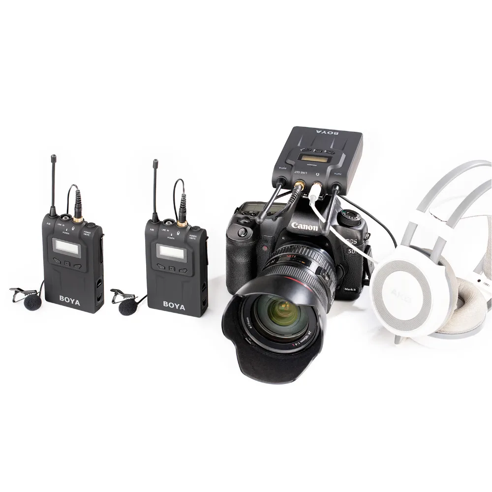 BOYA BY WM5/WM6/WM8 камера беспроводной петличный микрофон система записи для Canon 6D 600D 5D2