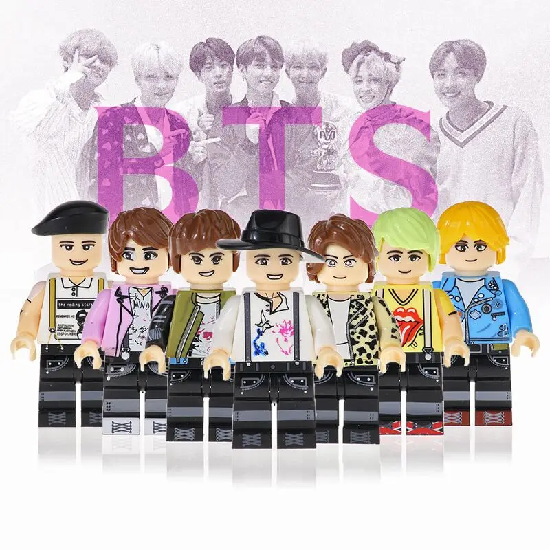 

KF6053 Building Blocks Korean Popular Idol Group BTS Bangtan Boys Kim Tae Hyung Park Ji Min Jeon Jung Kook Bricks For Kids Toys