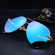 Angcen, мужские поляризованные солнцезащитные очки, металлические, без оправы градиентный, мужские очки для вождения, мужские, брендовые, дизайнерские, UV400