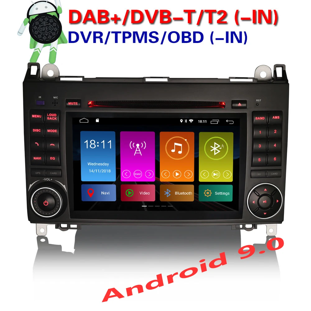 Erisin ES2972B " автомобильный мультимедийный плеер Авто Радио Android 9,0 DAB+ DVR OBD gps для Mercedes Viano Vito W245 W169