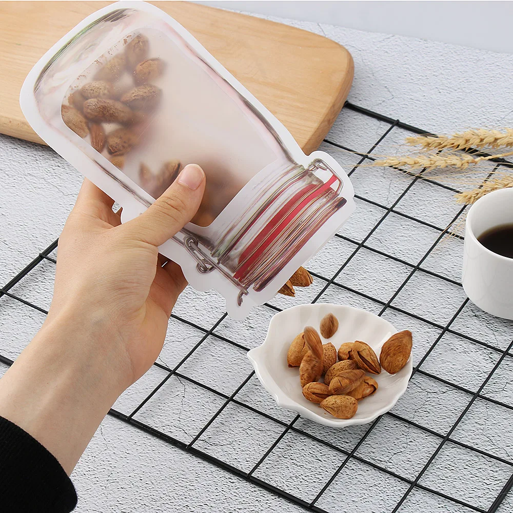 1/5 шт Mason Jar Zipper Pouch многоразовый пакет для хранения закусок герметичный мешок еды