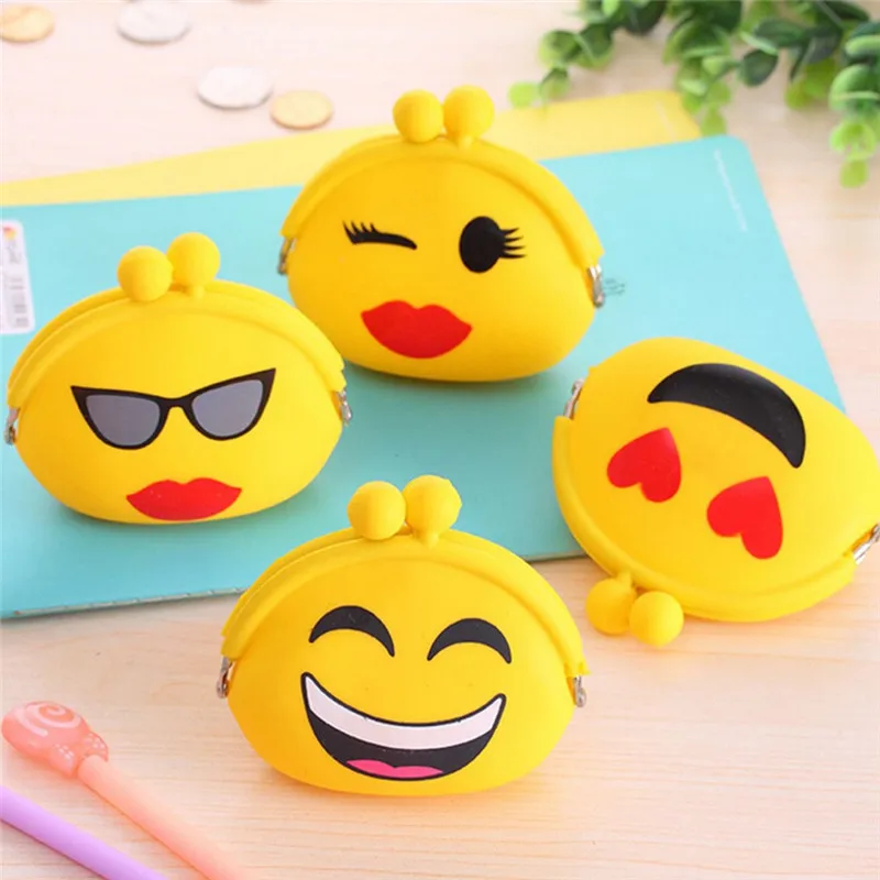 2016 New Emoji Coin Purse Silicone Wallet Change Bag Female Women Mini