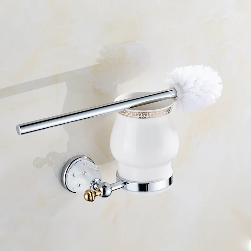 Quyanre Toilet-brush-holders-Gold-Plated-Wall-mounted-Toilet-Brush-Holder-With-Ceramic-Cup-Household-Products-Bath