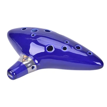

12 Holes Ceramic Ocarina Flute Alto C Submarine Style Musical Instrument Legend of Flute Blue Instrument