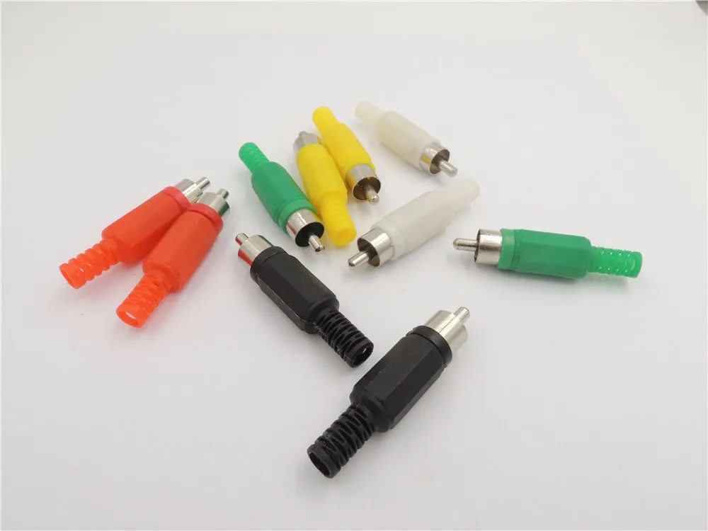 10pcs Yellow RCA Phono Male Plug Solder Type Audio Video Cable Connector DIY