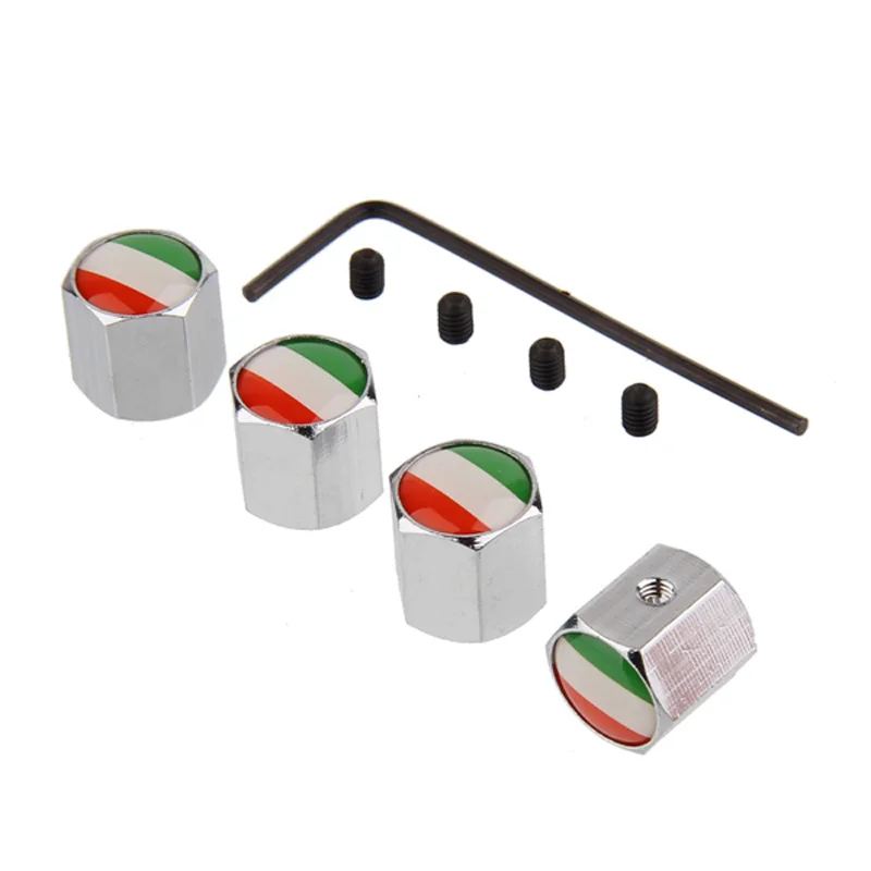 

4Pcs/Set Italy Logo Anti-theft Valve Caps Silver Wheel Tire Stem Air Caps Auto Styling For FIAT Ferrari Alfa Romeo