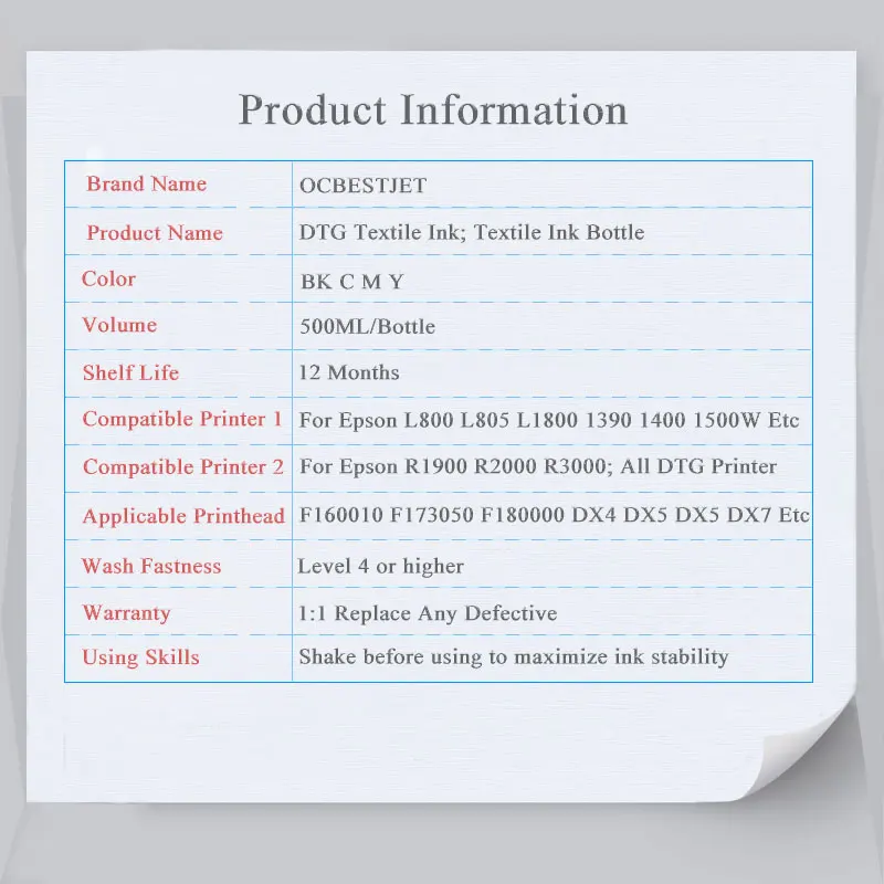 Текстильные чернила 500 мл * 4 для Epson 1390 1400 1430 R1900 R2000 R3000 DX5 DX6 DX7 DX10 печатающая головка