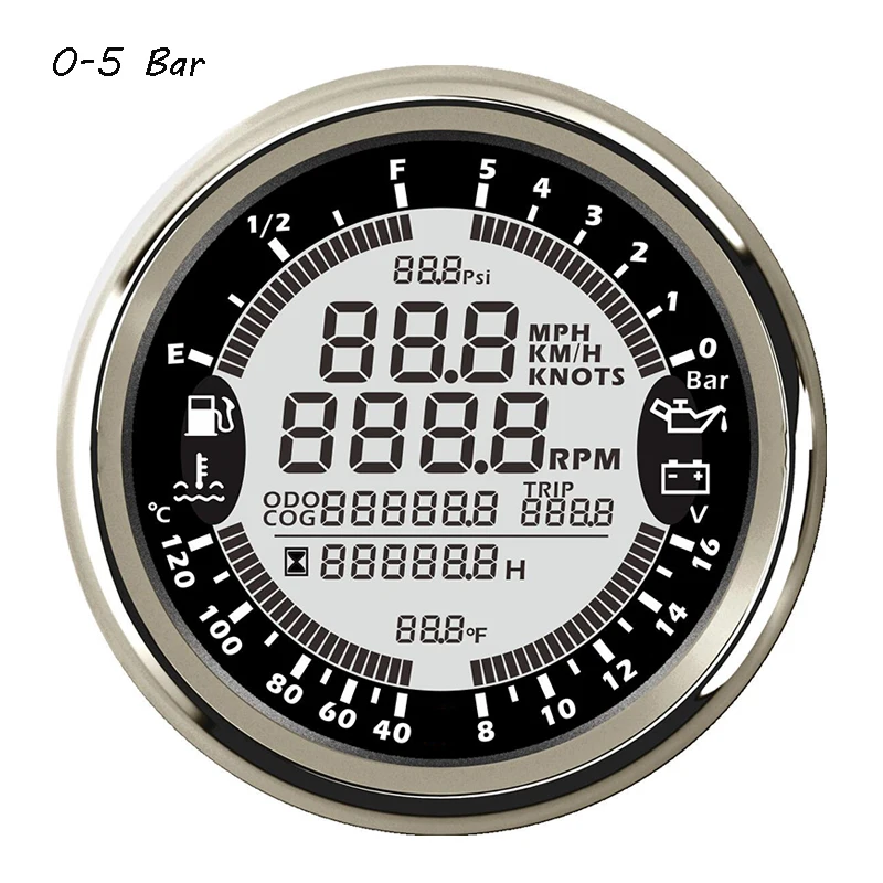 

Motorcycle Gauge Speedometer 6 in 1 Multi-functional Tachometer Hour Water Temp Fuel Level Oil Pressure Voltmeter fit Car Truck