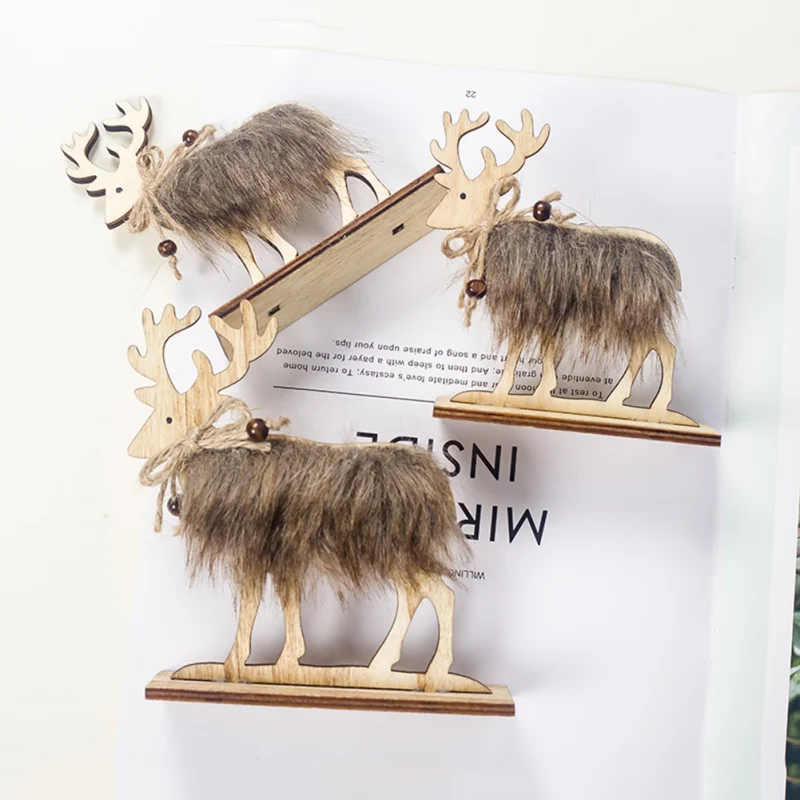 

Christmas Decoration Household Wooden Felt Decoration Elk Shape Table Decoration