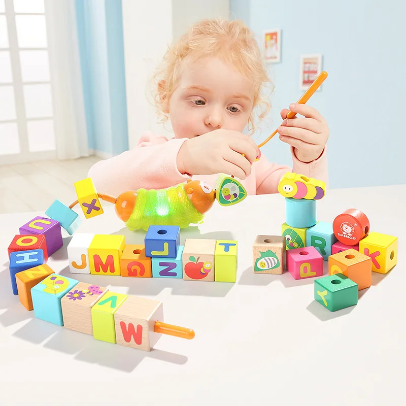 

TOPBRIGHT Infant caterpillar music beading vocal building blocks alphanumeric learning children's educational wear beads toys