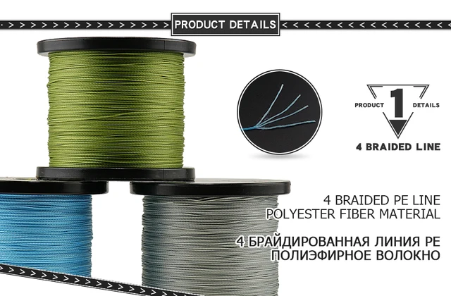 Frwanf 4 Strands Multifilament Braided Fishing Line 1000M 4 Strand PE Woven  Thread for Winter Fishing 2-100LB